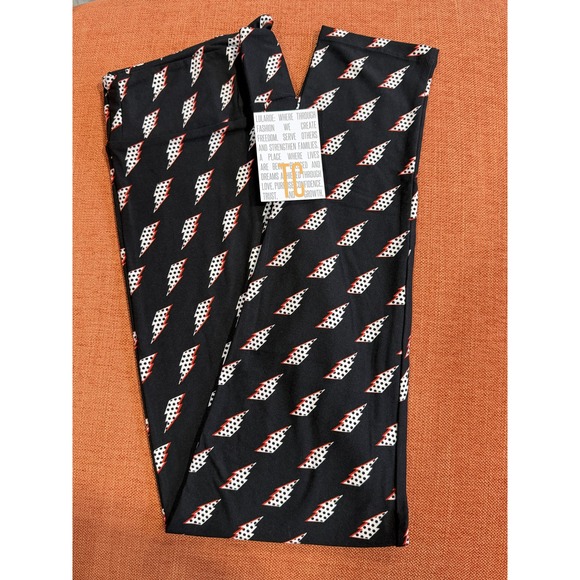 LuLaRoe Pants - LuLaRoe Leggings Women T/C Black New Lightning Bolt Polka Dot Tall Curvy NWT
